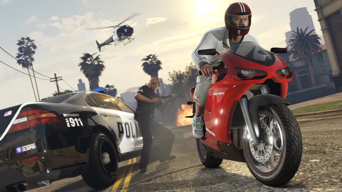 Погоня поліції за мотоциклістом у Лос-Сантосі — GTA 5